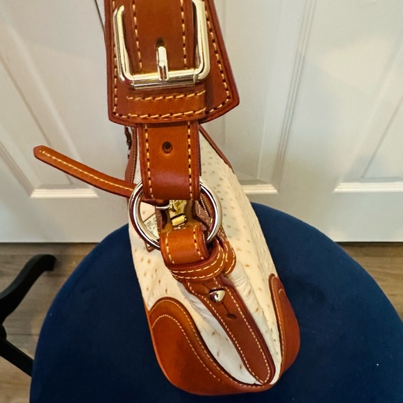 Dooney & Bourke Ostrich Leather Hobo Bag (Brown & Cream) OT960PE - Picture 4 of 16